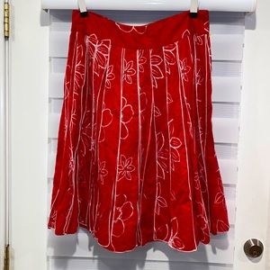 Stunning Cold Water Creek red/white pleated skirt. Size Medium